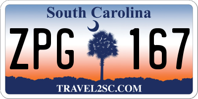 SC license plate ZPG167