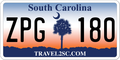 SC license plate ZPG180