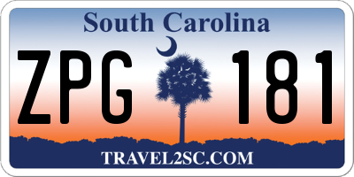 SC license plate ZPG181