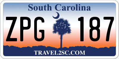 SC license plate ZPG187