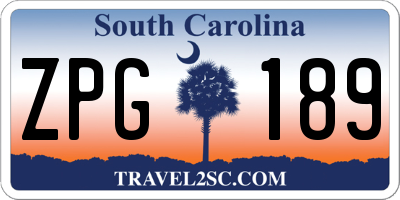 SC license plate ZPG189