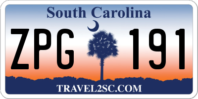 SC license plate ZPG191