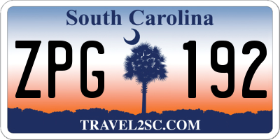 SC license plate ZPG192
