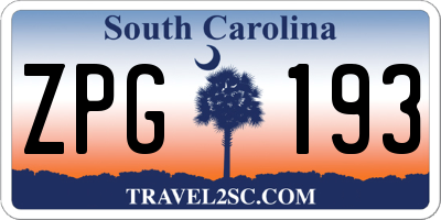 SC license plate ZPG193