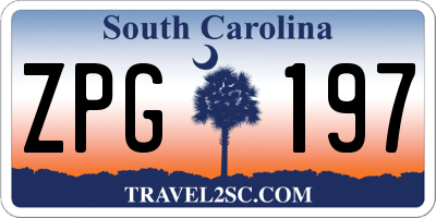 SC license plate ZPG197
