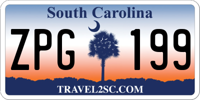 SC license plate ZPG199
