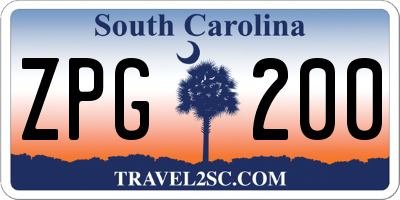 SC license plate ZPG200