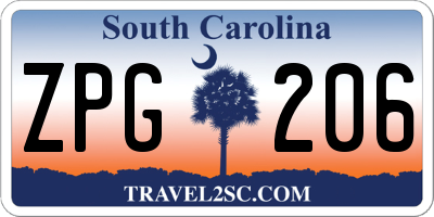 SC license plate ZPG206
