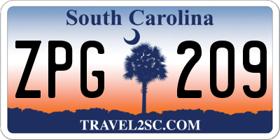 SC license plate ZPG209