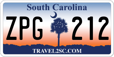 SC license plate ZPG212