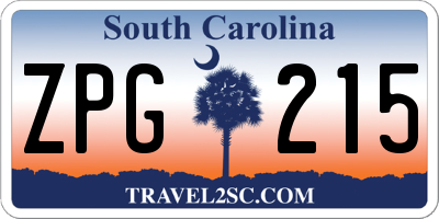 SC license plate ZPG215