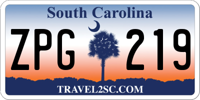 SC license plate ZPG219