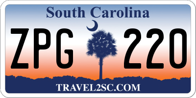 SC license plate ZPG220