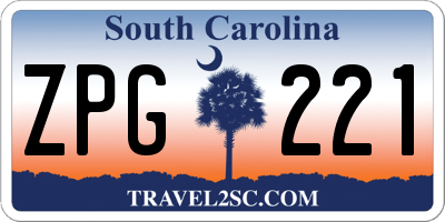 SC license plate ZPG221