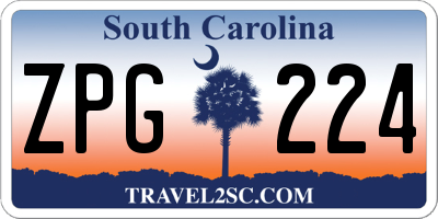 SC license plate ZPG224