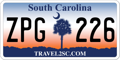 SC license plate ZPG226