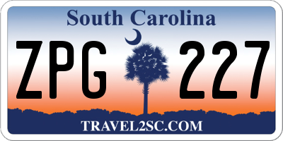 SC license plate ZPG227