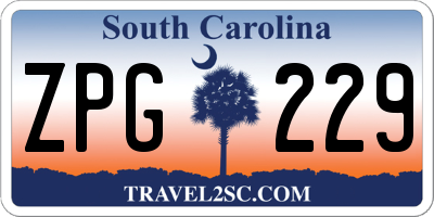 SC license plate ZPG229