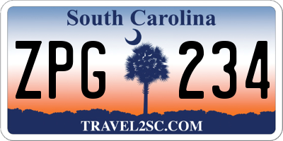 SC license plate ZPG234