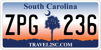 SC license plate ZPG236
