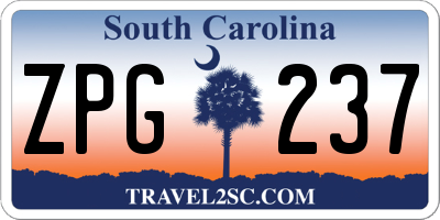 SC license plate ZPG237