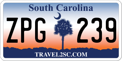 SC license plate ZPG239