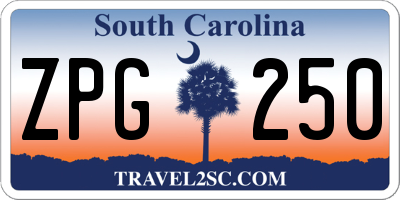 SC license plate ZPG250