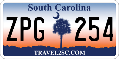 SC license plate ZPG254