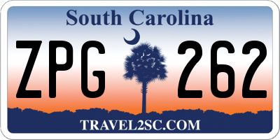 SC license plate ZPG262
