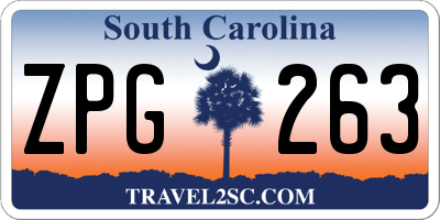 SC license plate ZPG263