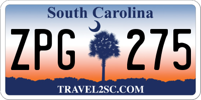 SC license plate ZPG275