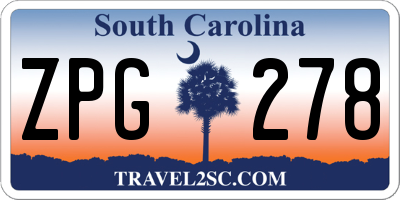 SC license plate ZPG278