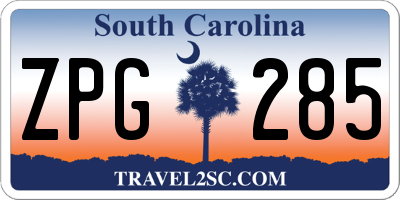 SC license plate ZPG285