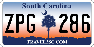 SC license plate ZPG286