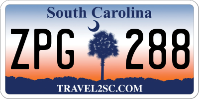 SC license plate ZPG288