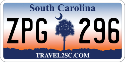 SC license plate ZPG296