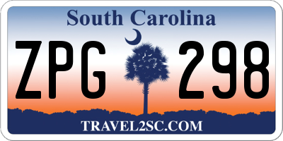 SC license plate ZPG298