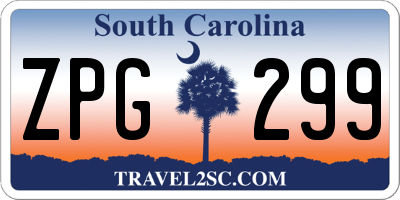 SC license plate ZPG299