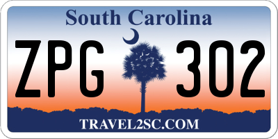 SC license plate ZPG302