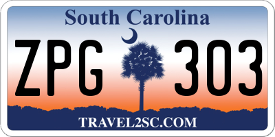 SC license plate ZPG303