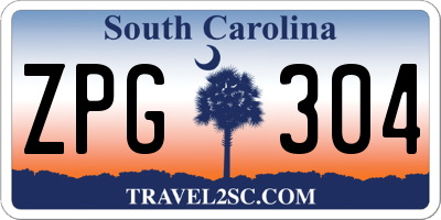 SC license plate ZPG304