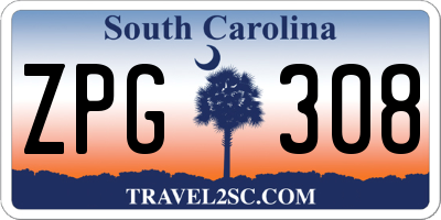SC license plate ZPG308