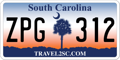 SC license plate ZPG312