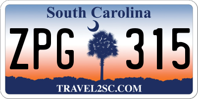 SC license plate ZPG315