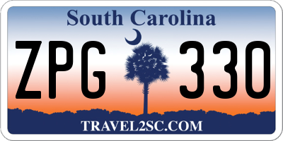 SC license plate ZPG330
