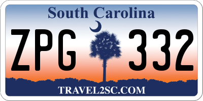 SC license plate ZPG332