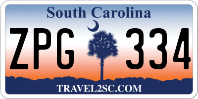 SC license plate ZPG334
