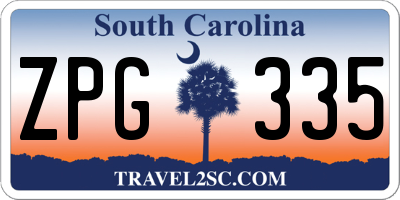 SC license plate ZPG335