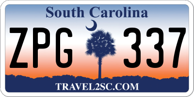 SC license plate ZPG337