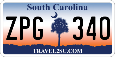 SC license plate ZPG340